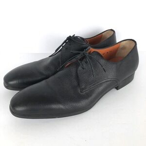 SANTONI Pebbled Leather Derby Dress Shoes Men's Sz 11 Black Made in Italy 2306